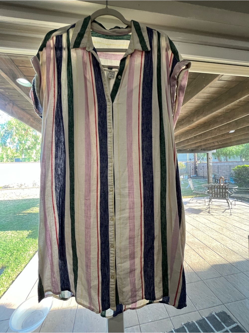 Old Navy Multicolor Vertical Stripe Midi Shirt Dress